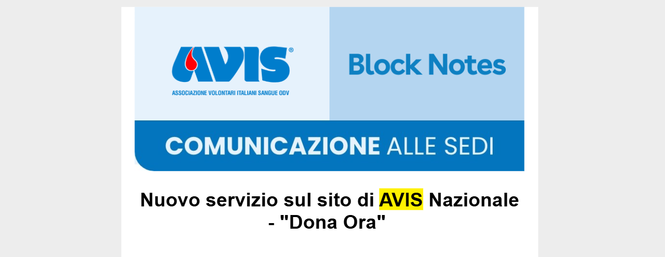 Al momento stai visualizzando Nuovo servizio sul sito di AVIS Nazionale – “Dona Ora” 